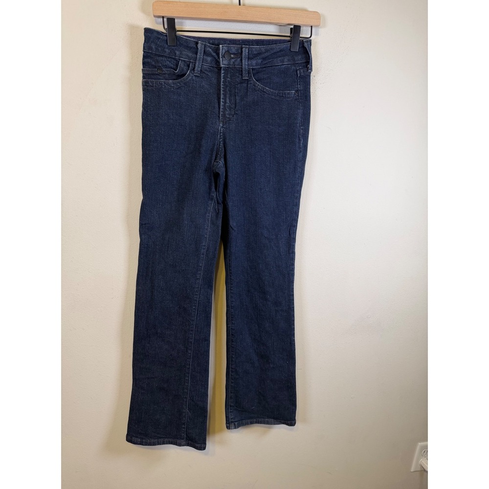 NYDJ Womens Straight Leg Jeans Lift Tuck Technology Dark Wash Blue 4P